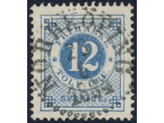 Sweden, Sverige, Sverige, Sverige. Facit 32f used, 12 öre light clear blue. EXCELLENT …