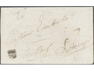 Sweden. M county. Crown post. Notification regarding cholera, with crown cancellation.