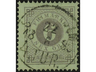 Sweden. Facit 31e used , 6 öre greyish lilac. EXCELLENT cancellation STOCKHOLM 4.TUR …