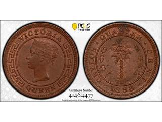Ceylon Queen Victoria (1837-1901) 1/4 cent 1898, UNC, PCGS MS64 BN