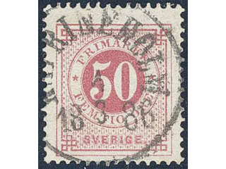 Sweden. Facit 36h used , 50 öre carmine-rose on calendered paper. EXCELLENT cancellation …