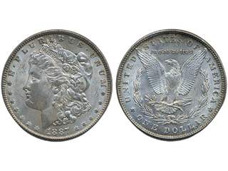 Coins, U.S.A. KM 110, 1 dollar 1887. XF-UNC.
