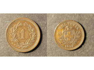 Switzerland 1 rappen 1880, AU