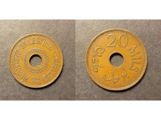 Palestine 20 mils 1944, VF. Key date.