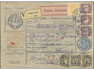 Sweden. Facit 78, 72, 96, 169 cover , 2+110 öre + 3×1 + 3×5 kr on nice address card for …