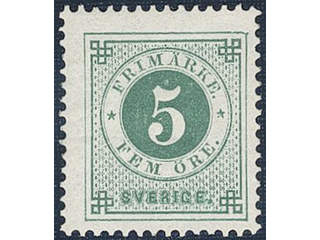 Sweden. Facit 43b ★ , 5 öre dark green, clean distinct print. SEK 650