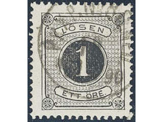 Sweden. Postage due Facit L11a1 used , 1 öre black, perf 13. Superb cancellation PKXP No …