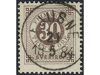 Sweden. Facit 35i used , 30 öre brown on calendered paper. EXCELLENT cancellation LJUSNE …