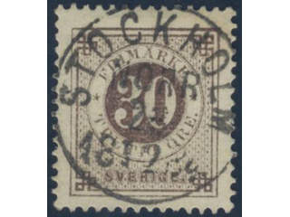 Sweden, Sverige, Sverige, Sverige. Facit 35h used, 30 öre black-brown on soft paper. …