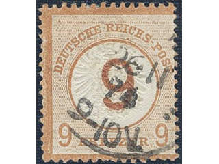 Germany Reich. Michel 30 used , 1874 Large Coat-of-arms 9 on 9 Kr orange. One minor …