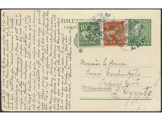 Sweden. Postal stationery, single postcard Facit bKe23, 142A, 144A , Postcard 10 öre …