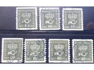 Sweden. Facit 159bz used , 40 öre olive-green, type II with watermark KPV, seven used …