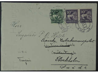 Sweden. Facit 143A, 146A cover , 5+2x10 öre on cover sent from PKP 389 1.11.27 to …