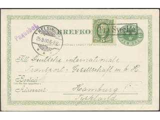 Sweden. Facit bKe10. DENMARK. Danish cancellations FRA SVERIGE, PAQUEBOT and HELSINGØR …