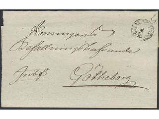 Sweden. N county. HALMSTAD 4.10.1833, arc postmark. Type 1 on cover sent to Gothenburg. …