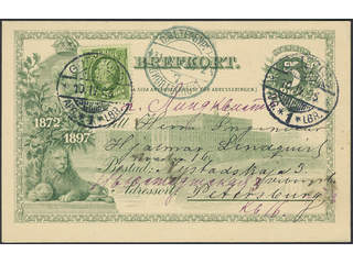 Sweden. Postal stationery, Single postcard, Facit bKe9, 52, 1897 Commemorative postcard …