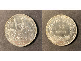 Franska Indokina 50 cent 1936, UNC