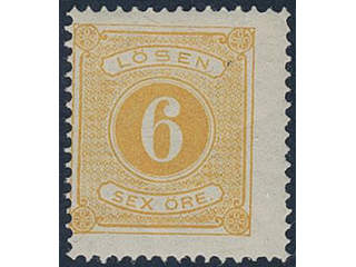 Sweden, Sverige, Sverige, Sverige. Postage due Facit L4b ★★, 6 öre yellow, perf 14. …