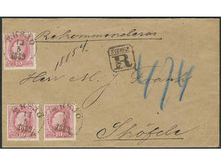 Sweden. Facit 45 cover , 3×10 öre on beautiful registered cover sent from EKSJÖ …