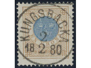 Sweden, Sverige, Sverige, Sverige. Facit 38a v4 used, 1 Krona orange-brown/blue. …