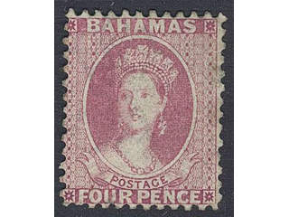 Bahamas. Michel 10A ★ , 1882 Queen Victoria 4 d rose perf 12 wmk Crown CA. SG 41. EUR 700