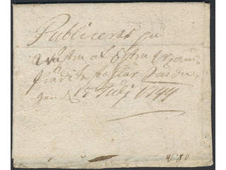 Sweden. Crown post. Early letter dated "Christianstad 3 July 1744".