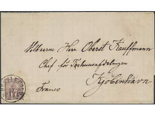 Sweden. Facit 15b2 on cover, 17 öre reddish-bluish lilac, perforation of 1865. Very fine …
