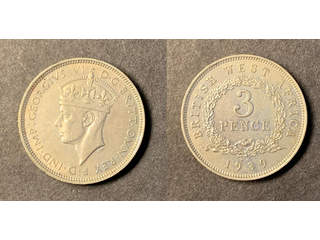 Brittiska Västafrika George VI (1936-1952) 3 pence 1939 KN, XF-UNC