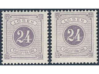 Sweden. Postage due Facit L17b ★★ , 24 öre bluish lilac, perf 13. Two fresh and …
