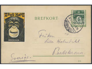 Sweden. Postal stationery, Single postcard, Facit bKe15, Postcard 5 öre, franked with …