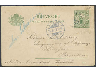 Sweden. Postal stationery, double postcard Facit bKd16 , Reply card 5+5 öre, with …