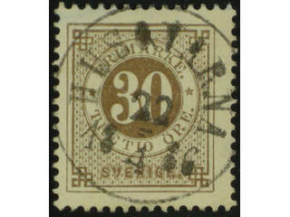 Sweden. Facit 35j used , 30 öre oliveish yellow-brown. EXCELLENT cancellation HUSQVARNA …