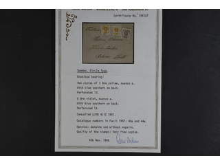 Sweden. Facit 40b (x2), 44b on cover, 2 öre orange in two copies and 6 öre red-lilac on …