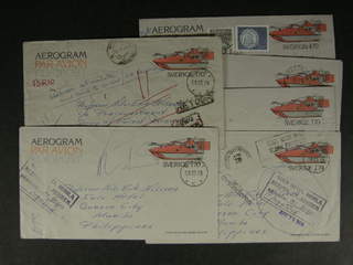 Sweden. Postal stationery, areogram Facit Ae7 , Aerogram 1.70 kr (+30 öre), six usages …