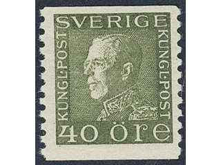 Sweden. Facit 190 ★★, 40 öre olive green type II vertical perf 9¾ on white paper (A3). …