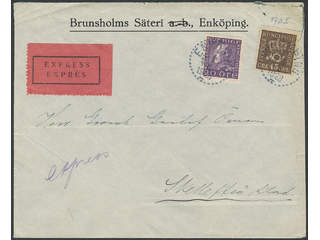 Sweden. Facit 160, 179C cover , 20+45 öre on special delivery cover sent from ENKÖPING …