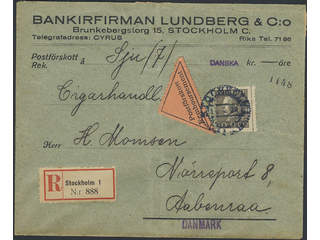 Sweden. Facit 192 on cover, 50 öre grey on registered cash on delivery cover sent from …