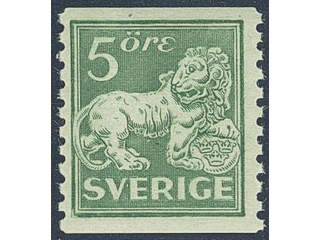 Sweden. Facit 140A ★★ , 5 öre green, type I, perf on two sides. Very fine copy with …