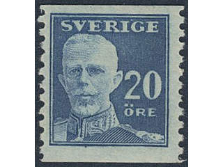 Sweden. Facit 151A ★★, 1920 Gustaf V full face 20 öre blue vertical perf 9¾. Very fine. …