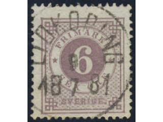 Sweden, Sverige, Sverige, Sverige. Facit 31f used, 6 öre carmine-lilac. Superb …