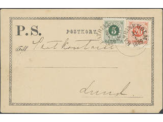 Sweden. Facit 43, 46 on cover, 5+20 öre on PS-card used for address change for newspaper …