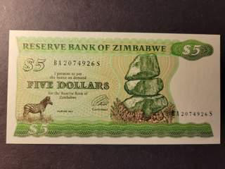 Zimbabwe 5 dollars 1994, UNC