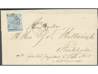Sweden. Facit 2 cover , 4 skill blue on cover sent from WESTERÅS 15.7.1857 to Stockholm.