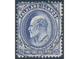 Falkland Islands. Michel 20b used , 1912 King Edward VII 2½ d deep blue wmk multiple …
