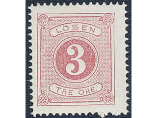 Sweden. Postage due Facit L2b ★★, 3 öre violet-carmine, perf 14. Fresh copy. SEK 1700