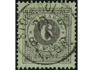Sweden. Facit 31 used , 6 öre violet. EXCELLENT cancellation STOCKHOLM 1.TUR 20.4.1883.