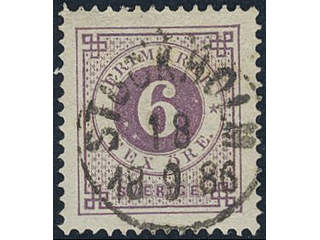 Sweden, Sverige, Sverige, Sverige. Facit 31j used, 6 öre bluish lilac on calendered …