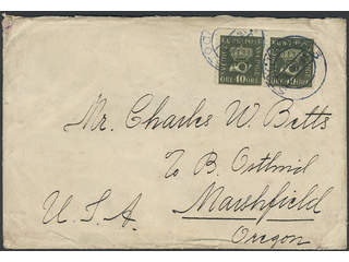 Sweden. Facit 159 cover , 2x40 öre on 3-fold cover sent from STOCKHOLM 3.8.21 to USA. …
