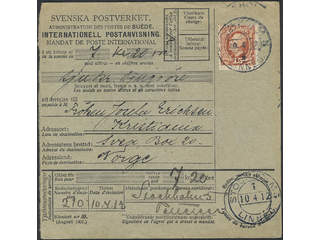 Sweden. Facit 55b on cover, Oscar II 15 öre right red-brown as single franking on …