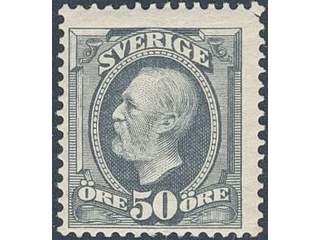Sweden. Facit 59c ★★ , 1896 Oscar II 50 öre blue-grey. One broken corner perf. SEK 3000